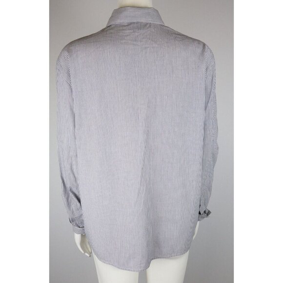 WOMEN'S STRIPED FLORAL EMBROIDERED BUTTON UP SHIRT - BAXTER & WELLS - SIZE 14 - Picture 7 of 10